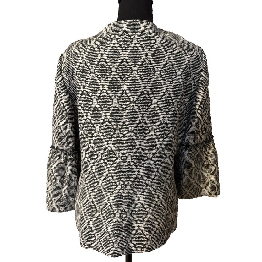 Kasper Suit Jacket Blazer 16 Black White Diamond Classic Open Stretch - Picture 4 of 14